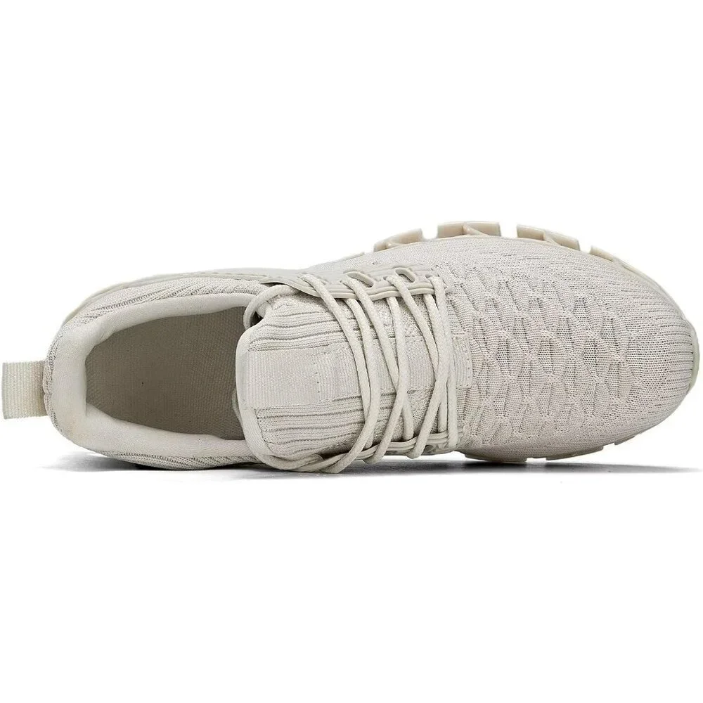 Women's Beige Slip-On Walking Running Shoes Blade Sneakers Non-Slip Comfort